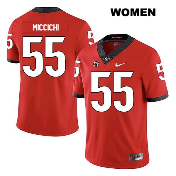 Georgia Bulldogs Women's Miles Miccichi #55 NCAA Legend Authentic Red Nike Stitched College Football Jersey JVQ1456LM